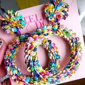 stella & dot ~ colorful sequin oh ya statement earrings ~ limited edition rare